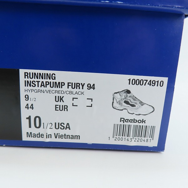 実際に弊社で買取させて頂いた【未使用】Reebok/リーボック INSTAPUMP FURY 94 インスタポンプフューリー 94 100074910/28.5 の画像 7枚目