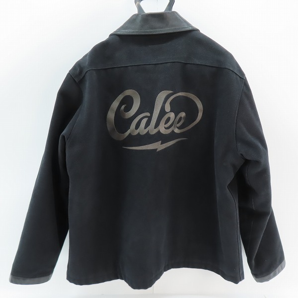 実際に弊社で買取させて頂いたCALEE/キャリー 22AW 065 Logo embroidery sports type jacket/キャンバス レザー切り替え スポーツタイプ ジャケット/XLの画像 1枚目