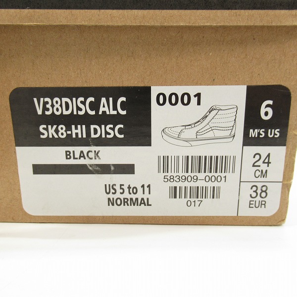 実際に弊社で買取させて頂いたVANS/バンズ SK8-HI DISC/スケートハイ ディスク V38DISC ALC 583909-0001/24.0の画像 9枚目