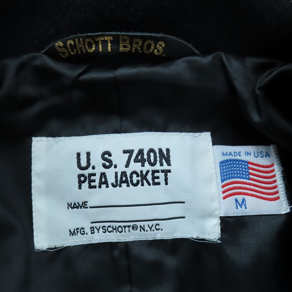 実際に弊社で買取させて頂いたSchott/ショット U.S.740N PEA JACKET ウールメルトンPコート/7378/Mの画像 2枚目