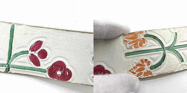 実際に弊社で買取させて頂いた【JPタグ】DIESEL/ディーゼル フラワー彫刻 バックル レザーベルト 90/36の画像 8枚目