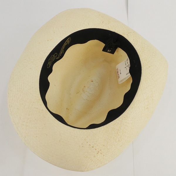 実際に弊社で買取させて頂いたBorsalino ボルサリーノ パナマハット 天然草/57 の画像 4枚目