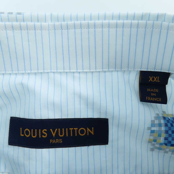 実際に弊社で買取させて頂いた【未使用/JPタグ】LOUIS VUITTON/ルイヴィトン 21AW プリントストライプ長袖シャツ RM212Q DO9 HLS51W/XXLの画像 3枚目