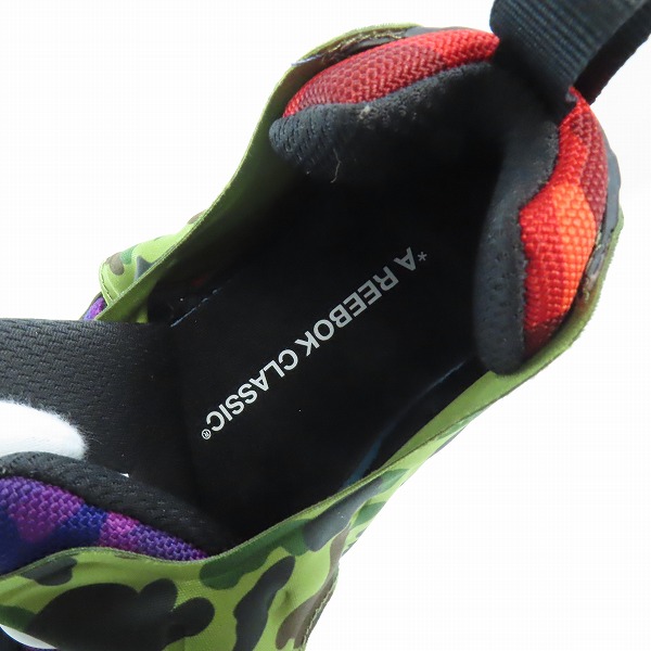 実際に弊社で買取させて頂いた【未使用】A BATHING APE×Reebok /アベイシングエイプ×リーボック Instapump Fury OG Multi Color Q47370/24.5の画像 4枚目