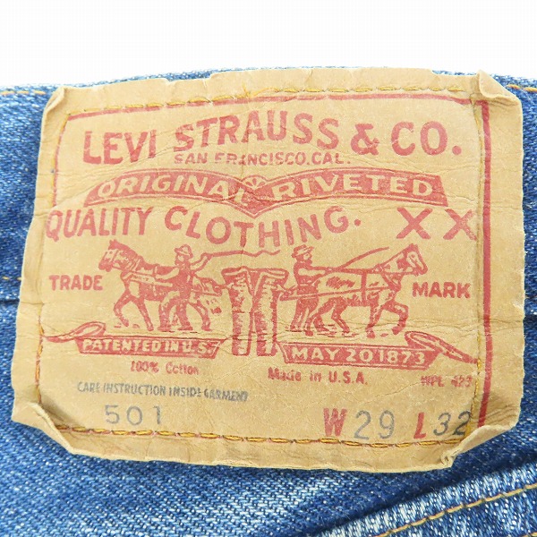実際に弊社で買取させて頂いたLevis/リーバイス 501 66前期 刻印6/点々 スモールe バックポケットシングル ヴィンテージ デニムパンツ/W29L32の画像 2枚目