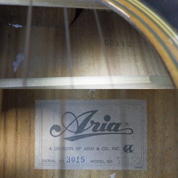 実際に弊社で買取させて頂いた★【難有り】Aria/アリア W150 アコースティックギター/アコギ  ソフトケース付の画像 4枚目