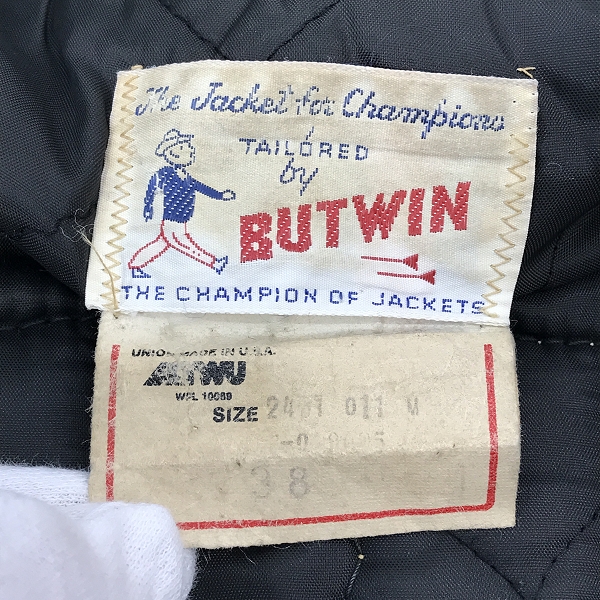 実際に弊社で買取させて頂いたBUTWIN/バトウィン BACK DROP バックドロップ ビンテージ スタジャン/バーシティジャケット/38の画像 2枚目