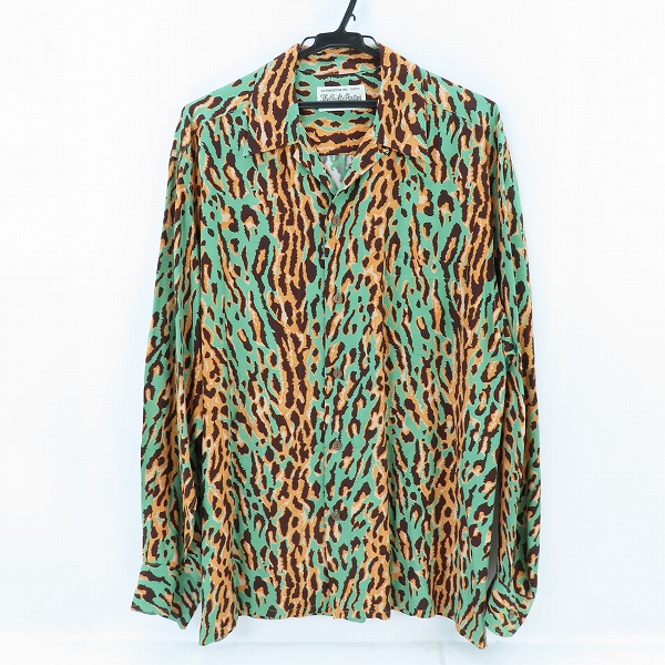 実際に弊社で買取させて頂いたWACKO MARIA/ワコマリア LEOPARD HAWAIIAN SHIRT L/S レオパード ハワイアンシャツ/アロハシャツ グリーン/XL