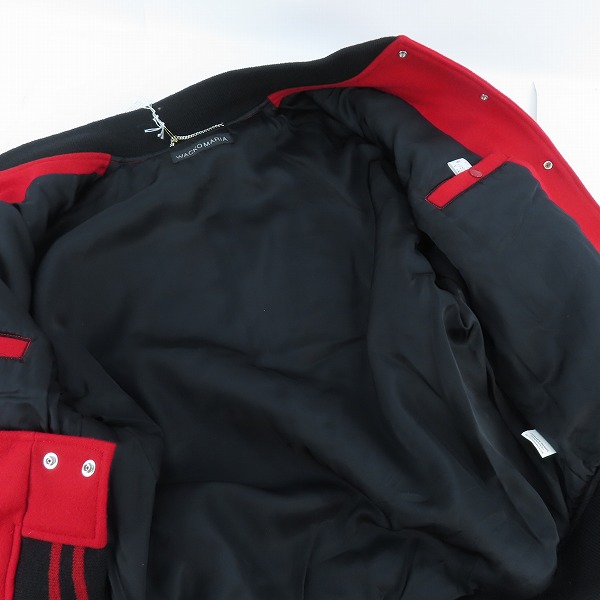 実際に弊社で買取させて頂いた【未使用】WACKO MARIA/ワコマリア 24FW LEATHER VARSITY JACKET スタジャン 24FW-WMO-BL16/Lの画像 6枚目