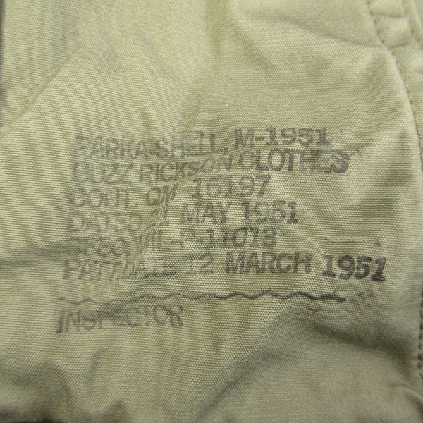 実際に弊社で買取させて頂いたBUZZ RICKSONS/バズリクソンズ M-51 フィールドパーカー BR12266/Lの画像 3枚目