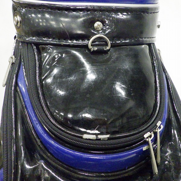 実際に弊社で買取させて頂いたTitleist/タイトリスト CB613 ゴルフ 9.5型 5分割エナメル キャディバッグ ブラックｘブルーの画像 5枚目