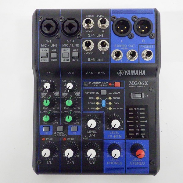 実際に弊社で買取させて頂いたYAMAHA/ヤマハ MG06X 6チャンネル ミキシングコンソール デジタルエフェクト内蔵 ミキサー【通電確認済】