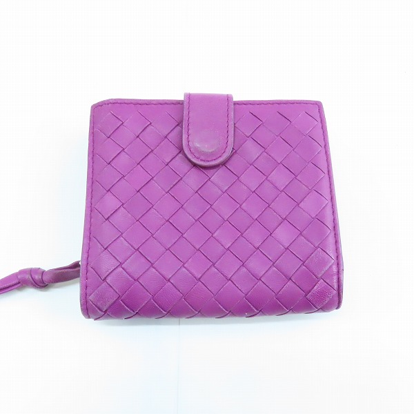 実際に弊社で買取させて頂いたBOTTEGA VENETA/ボッテガヴェネタ イントレチャート 二つ折り長財布 コンパクトウォレット パープル