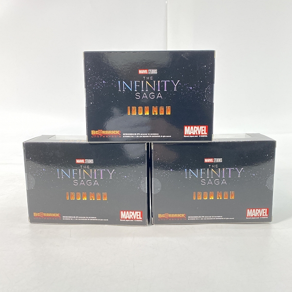 実際に弊社で買取させて頂いた【未開封】MEDICOM TOY BE@RBRICK/ベアブリック THE INFINITY SAGA IRON MAN/アイアンマン ペアボックス賞 3点セットの画像 1枚目