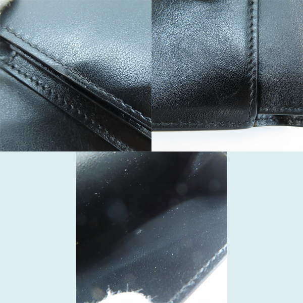 実際に弊社で買取させて頂いたCELINE/セリーヌ グレインドカーフスキン バイフォールドウォレット/二つ折り財布 BLACK 10C87-3BEN-38SIの画像 7枚目