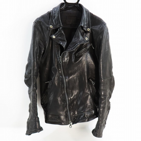 実際に弊社で買取させて頂いたISAMU KATAYAMA BACKLASH/バックラッシュ ドイツカーフ ダブルライダース 1148-02/L