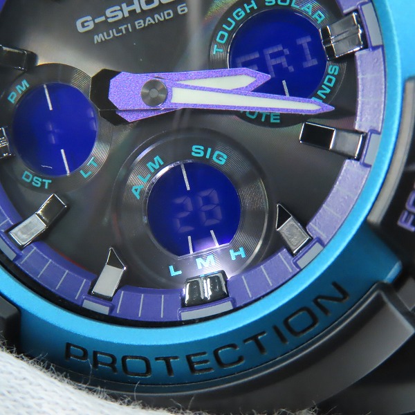 実際に弊社で買取させて頂いたG-SHOCK/Gショック タフソーラー SHOCK RESIST マルチバンド6 腕時計 GAW-100BL-1AERの画像 4枚目