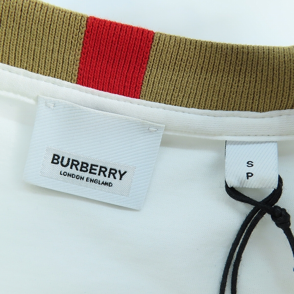 実際に弊社で買取させて頂いた【未使用】BURBERRY/バーバリー ロゴ刺繍 半袖Tシャツ オフホワイト 8078115/Sの画像 2枚目