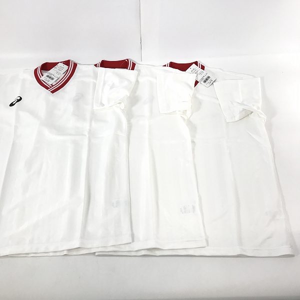 実際に弊社で買取させて頂いた【おまとめ/未使用】ASICS/アシックス ゲームシャツHS ホワイト×レッド Lの画像 1枚目