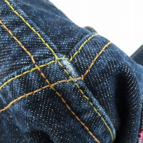 実際に弊社で買取させて頂いたEVISU/エヴィス Lot.2000 No.2 刺繍 ピンクカモメ デニムパンツ 32×32の画像 6枚目