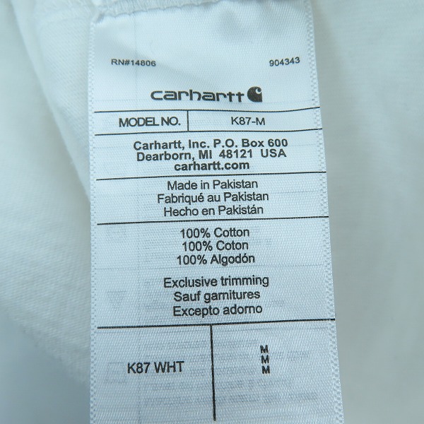 実際に弊社で買取させて頂いたCarhartt/カーハート 半袖Tシャツ ロゴワンポイントポケット K87-M/Mの画像 3枚目