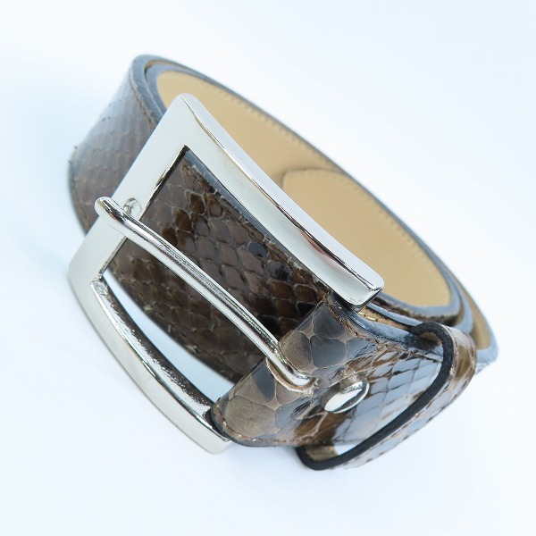実際に弊社で買取させて頂いたWACKO MARIA/ワコマリア GUILTY PARTIES PYTHON LEATHER BELT/パイソンレザーベルト ブラウン 34