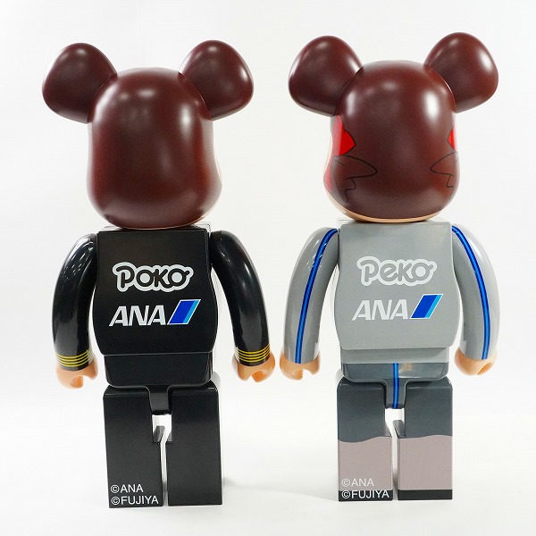 実際に弊社で買取させて頂いた★(3)【未使用】MEDICOM TOY/メディコムトイ BE@RBRICK/ベアブリック ANA CA10代目 ペコちゃん & CAPTAIN ポコちゃん 1000%の画像 3枚目