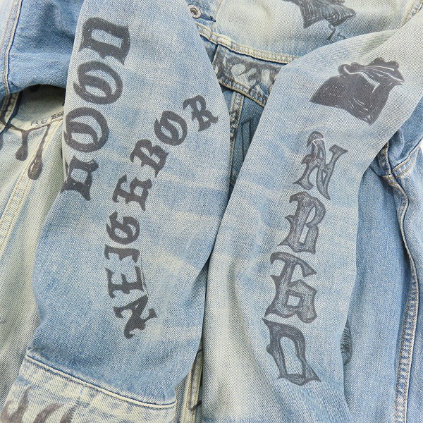 実際に弊社で買取させて頂いたNEIGHBORHOOD/ネイバーフッド 23AW FADE DENIM TYPE-3 JACKET グラフィック デニムジャケット 232YTNH-JKM05/Lの画像 7枚目