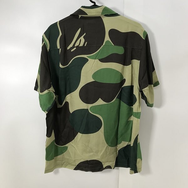 実際に弊社で買取させて頂いたA BATHING APE/アベイジングエイプ ABC Camo Open Collar Shirt/カモフラオープンカラーシャツ 001SRJ201002I/Sの画像 1枚目