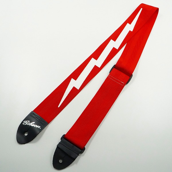 実際に弊社で買取させて頂いたGibson/ギブソン ライトニングボルト ギターストラップ ベースストラップ レッドの画像 1枚目
