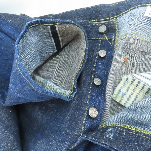 実際に弊社で買取させて頂いたSUGAR CANE/シュガーケーン 琉球藍混×ハワイ藍混 ALOHA DENIM さとうきびデニム デニムパンツ SC41701/W38L34の画像 7枚目