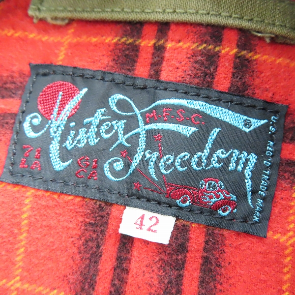 実際に弊社で買取させて頂いたSUGAR CANE×MR.FREEDOM/シュガーケーン×ミスターフリーダム MFSC Cotton Satin Mac Jacket マックジャケット SC13969 42の画像 2枚目