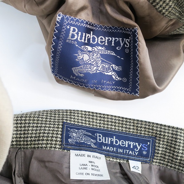 実際に弊社で買取させて頂いたBurberrys/バーバリーズ 千鳥格子 ダブル ジャケット スカート セットアップ 40/42の画像 2枚目