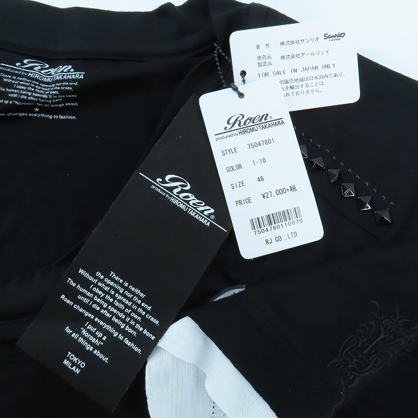 実際に弊社で買取させて頂いた【未使用】Roen×SANRIO/ロエン×サンリオ クラッシュハローキティ スタッズ Tシャツ 75047801 /48の画像 6枚目