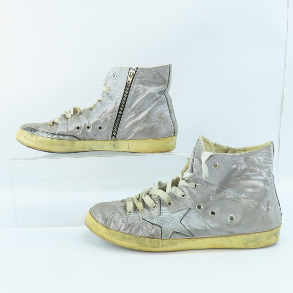 実際に弊社で買取させて頂いた【観賞用】GOLDEN GOOSE/ゴールデングース サイドジップスニーカー シルバー/42の画像 3枚目