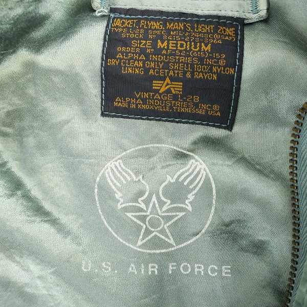 実際に弊社で買取させて頂いた【難有り】ALPHA INDUSTRIES/アルファインダストリーズ ボンティング L-2B ミリタリー フライト ジャケット 8415-273-3964/Mの画像 2枚目