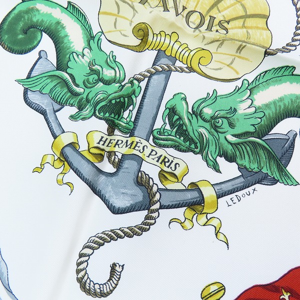 実際に弊社で買取させて頂いたHERMES/エルメス カレ90  PAVOIS 船旗 柄 シルク スカーフ/ストールの画像 1枚目