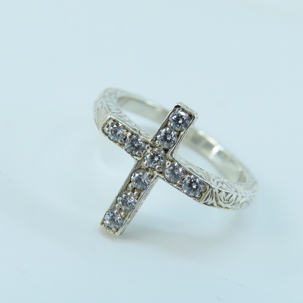 実際に弊社で買取させて頂いたLoree Rodkin/ローリーロドキン 10Pクリアストーン入り アラベスクデザイン クロスリング/12.5号