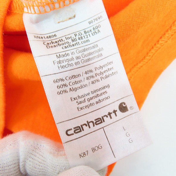 実際に弊社で買取させて頂いたCarhartt/カーハート WORKWEAR S/S POCKET T-SHIRT/Tシャツ K87 BOG/Lの画像 3枚目