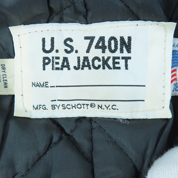 実際に弊社で買取させて頂いたSCHOTT/ショット U.S.740N PEA JACKET Pコート/38の画像 2枚目