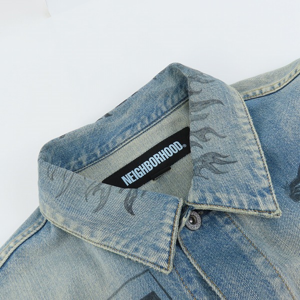 実際に弊社で買取させて頂いたNEIGHBORHOOD/ネイバーフッド 23AW FADE DENIM TYPE-3 JACKET グラフィック デニムジャケット 232YTNH-JKM05/Lの画像 4枚目
