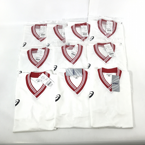 実際に弊社で買取させて頂いた【おまとめ/未使用】ASICS/アシックス ゲームシャツHS ホワイト×レッド