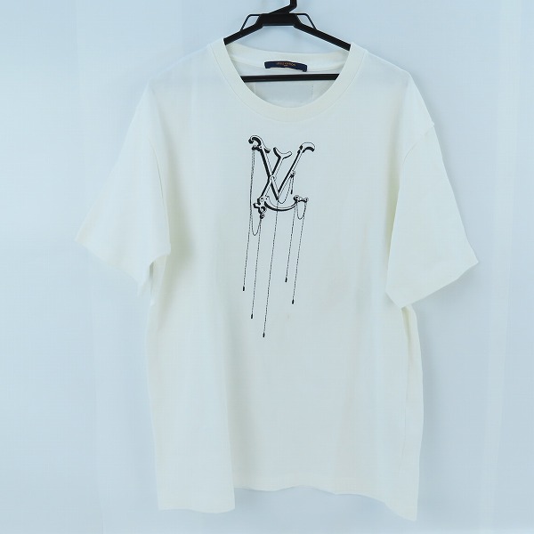 実際に弊社で買取させて頂いた【JPタグ】LOUIS VUITTON/ルイヴィトン 20SS Virgil Abloh LVペンダント エンブロイダリー Tシャツ RM201M JYH HIY12W  XL