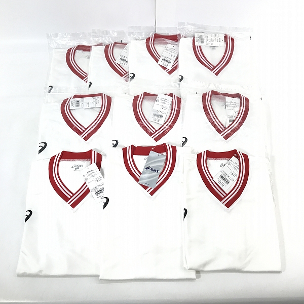 実際に弊社で買取させて頂いた【おまとめ/未使用】ASICS/アシックス ゲームシャツHS ホワイト×レッド XS1138 サイズO