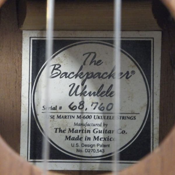 実際に弊社で買取させて頂いたMartin/マーティン The Backpacker Ukulele/バックパッカー ウクレレ ソフトケース付の画像 4枚目