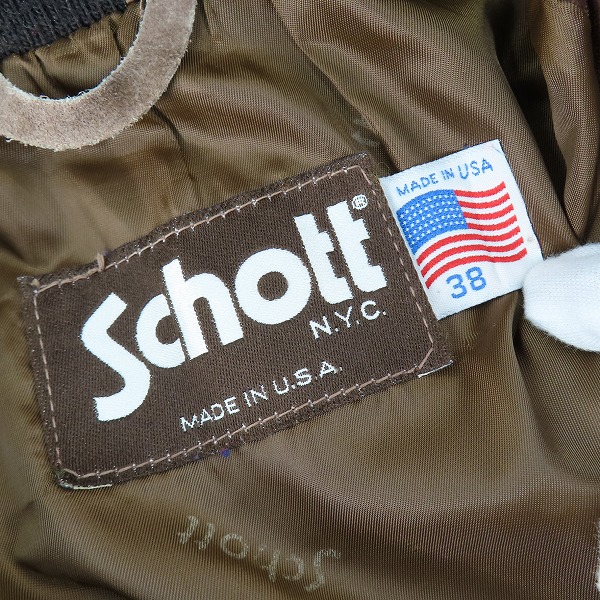実際に弊社で買取させて頂いたSchott/ショット USA製 Lot5151 スエード レザー ジップアップ ジャケット/ブルゾン /38の画像 2枚目