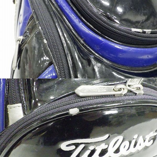 実際に弊社で買取させて頂いたTitleist/タイトリスト CB613 ゴルフ 9.5型 5分割エナメル キャディバッグ ブラックｘブルーの画像 6枚目