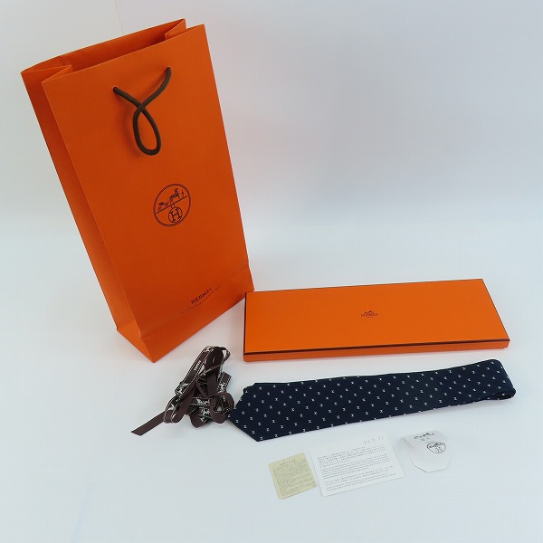 実際に弊社で買取させて頂いたHERMES/エルメス Hロゴ総柄 シルク ネクタイの画像 6枚目