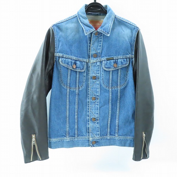 実際に弊社で買取させて頂いたHYSTERIC GLAMOUR/ヒステリックグラマー 袖レザー/レザースリーブ SP加工デニム ジャケット 0243AB10/L