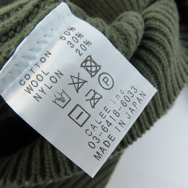 実際に弊社で買取させて頂いたCALEE/キャリー ウール混 ニット/セーター カーキ /Mの画像 3枚目